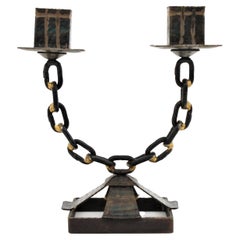 Portavelas Brutalista Eslabón de Cadena, Hierro Forjado