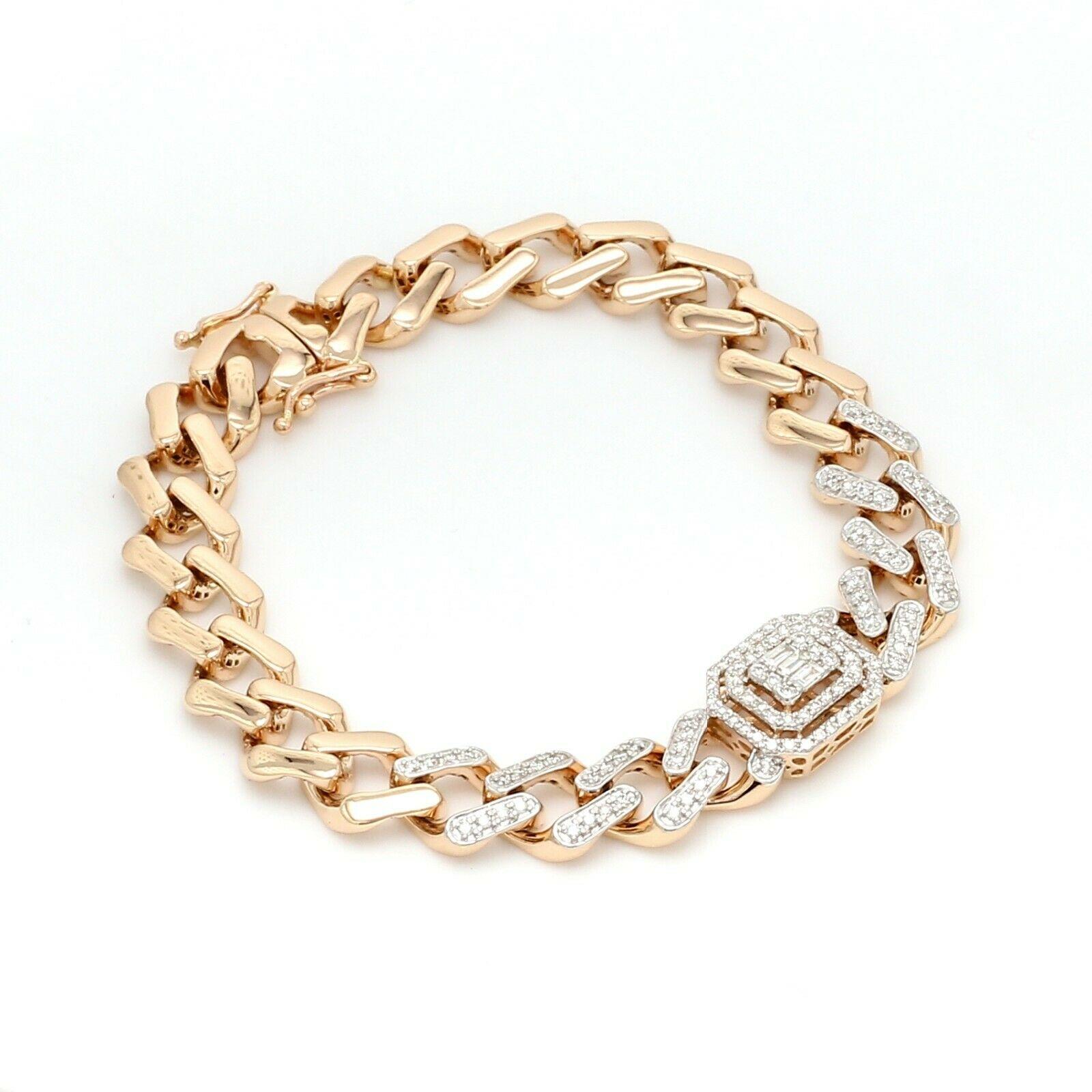 Modern Chain Link Diamond 18 Karat Rose Gold Bracelet For Sale