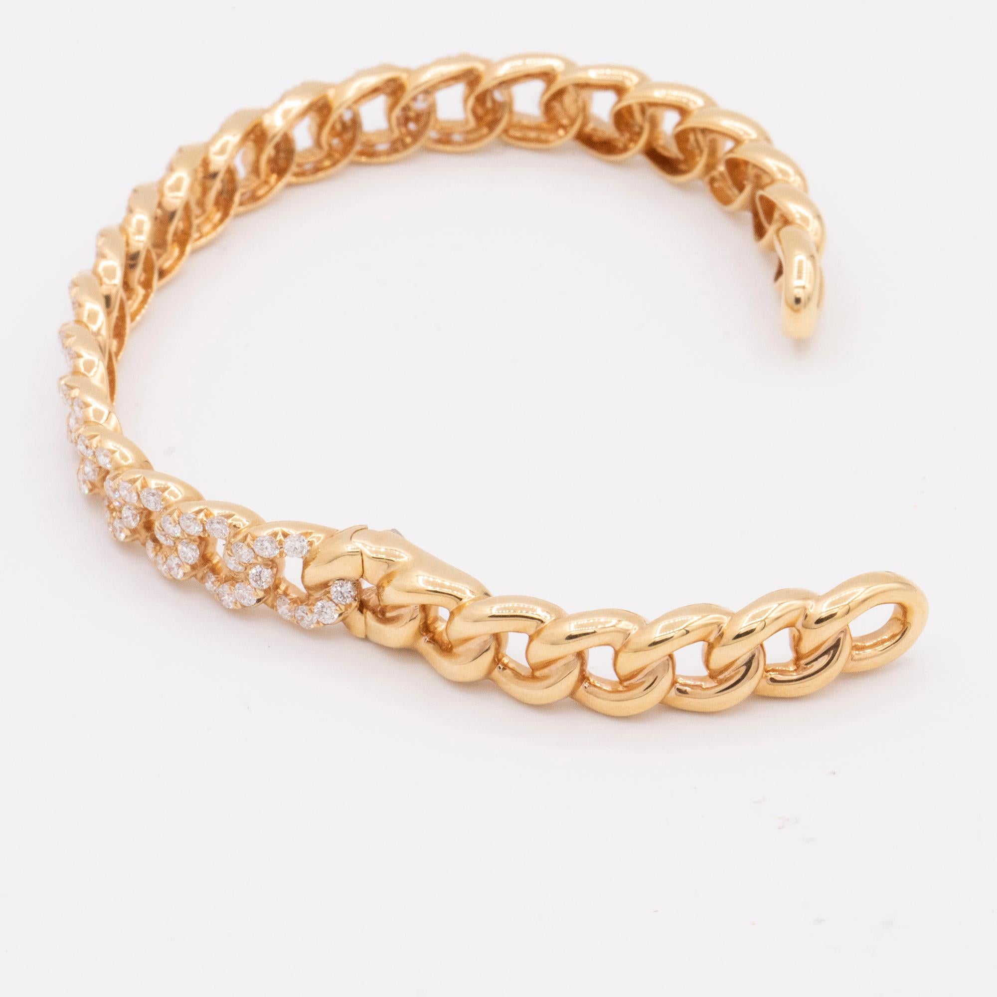 Modern Chain Link Diamond Bangle Bracelet in 18 Karat Rose Gold-Original Retail $6995