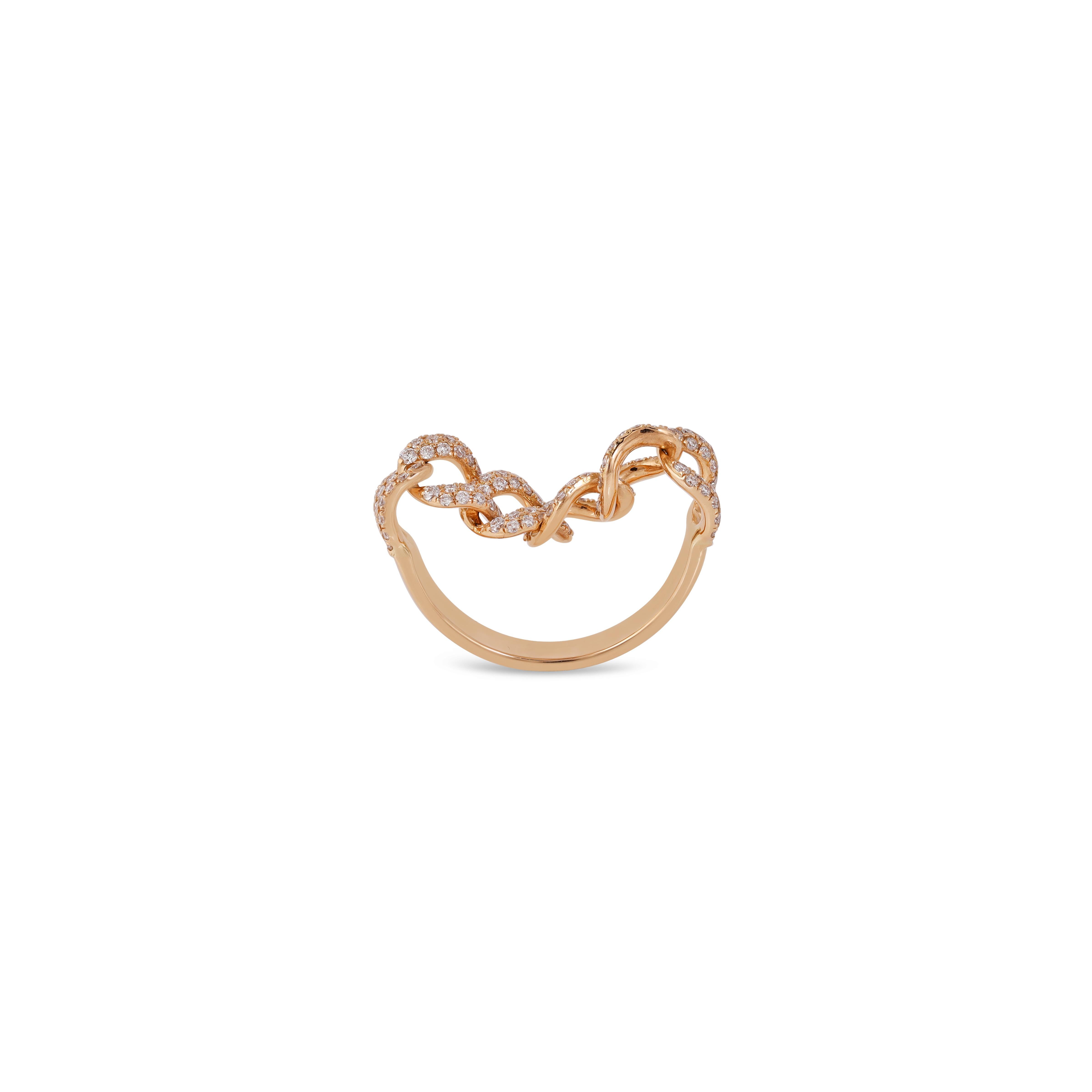 Modernist Chain Link Diamond classic Band in 18k Gold For Sale