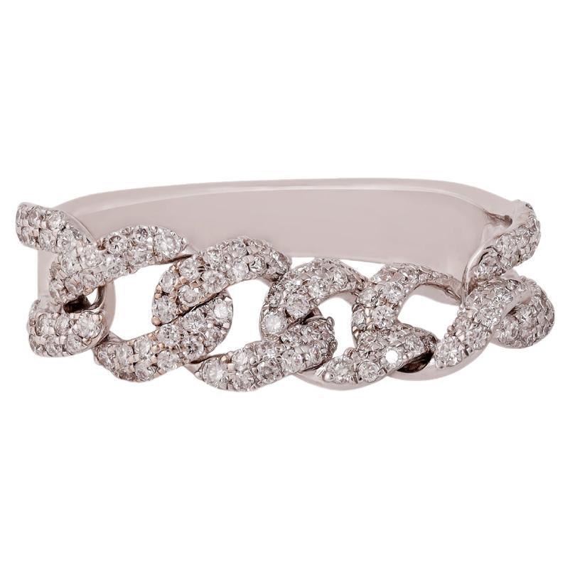 Chain link Diamond Half Band Ring in 18k White Gold