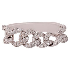 Chain link Diamond Half Band Ring in 18k White Gold