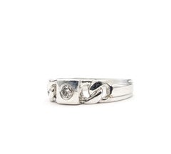Anillo de diamantes de eslabón de cadena en oro blanco de 18k