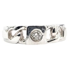 Anillo de diamantes de eslabón de cadena en oro blanco de 18k