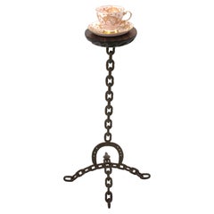 Chain Link Drinks Table / End or Side Table in Gilt Iron and Wood, Spain 1940s