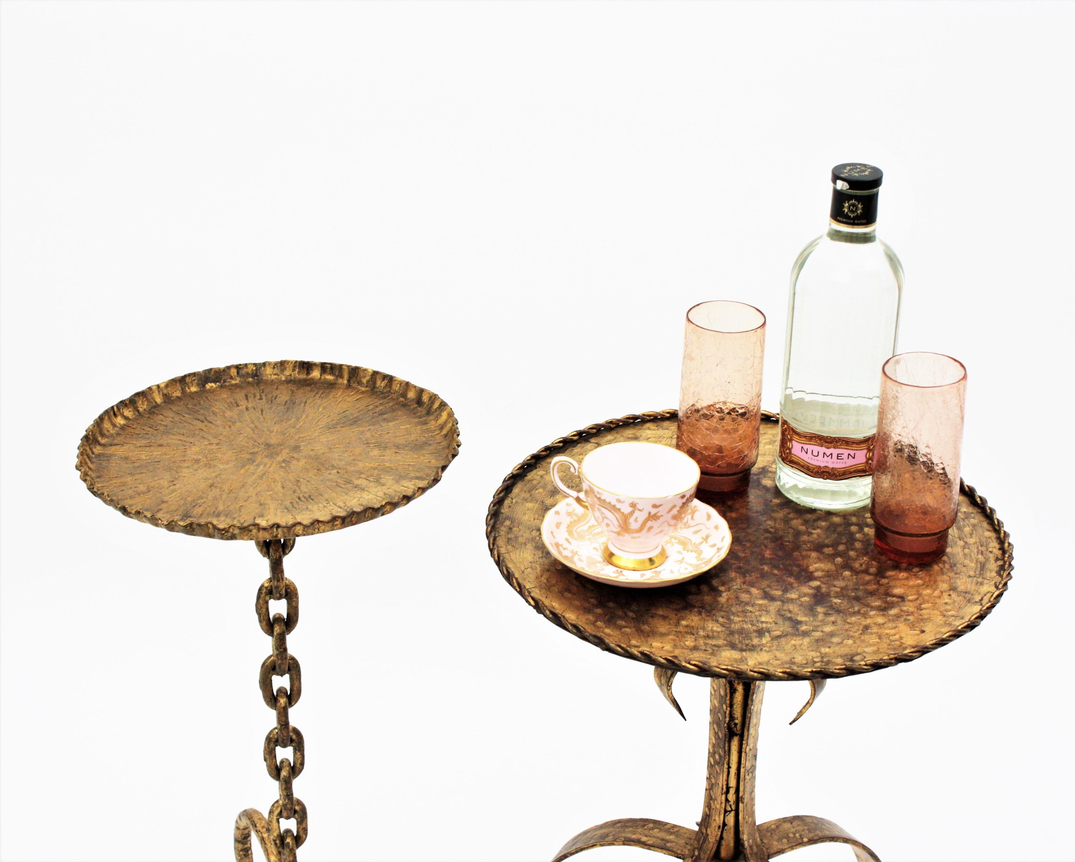 Chain Link Gilt Iron Drinks Table Guéridon or End Table, Spain, 1930s In Good Condition In Barcelona, ES
