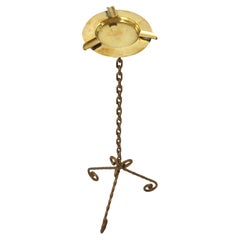 Chain Link Floor, Ashtray Drinks Side Table in Gilt Iron and Brass, 1950