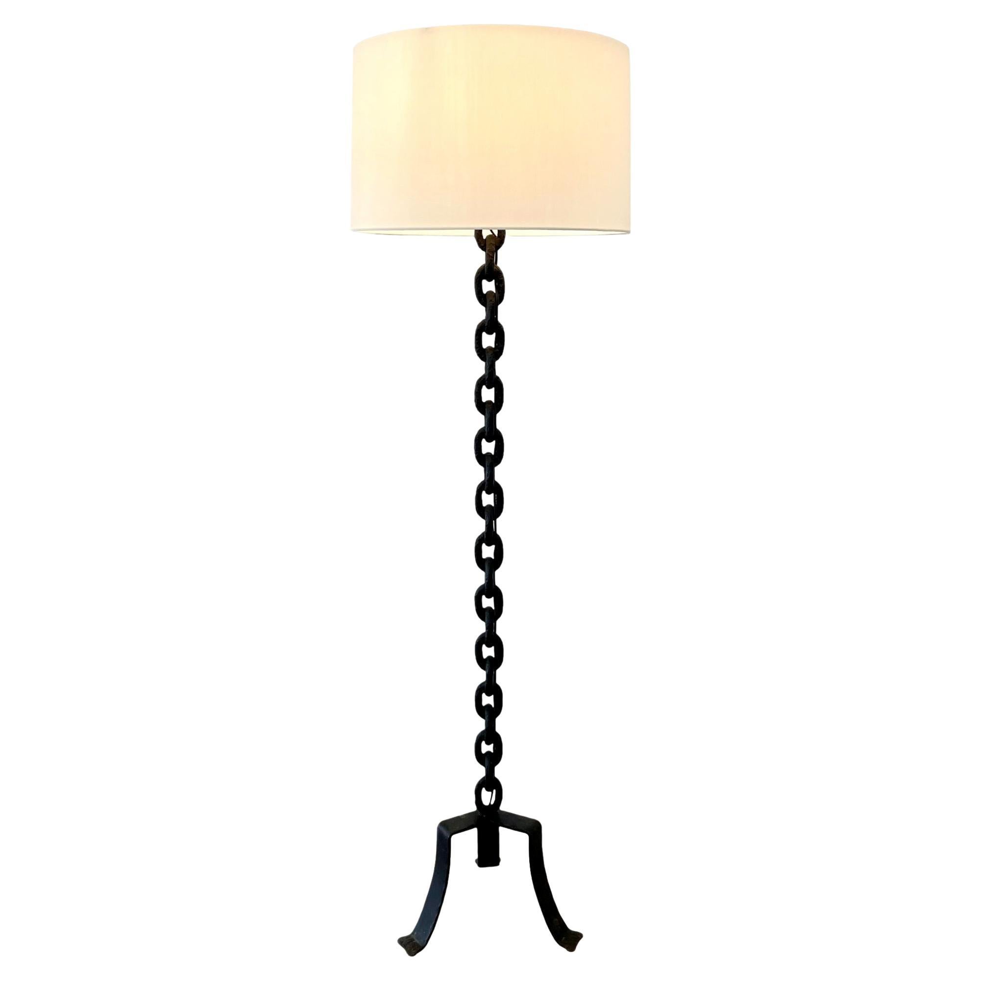 Chain Link Floor Lamp, 1950s France For Sale