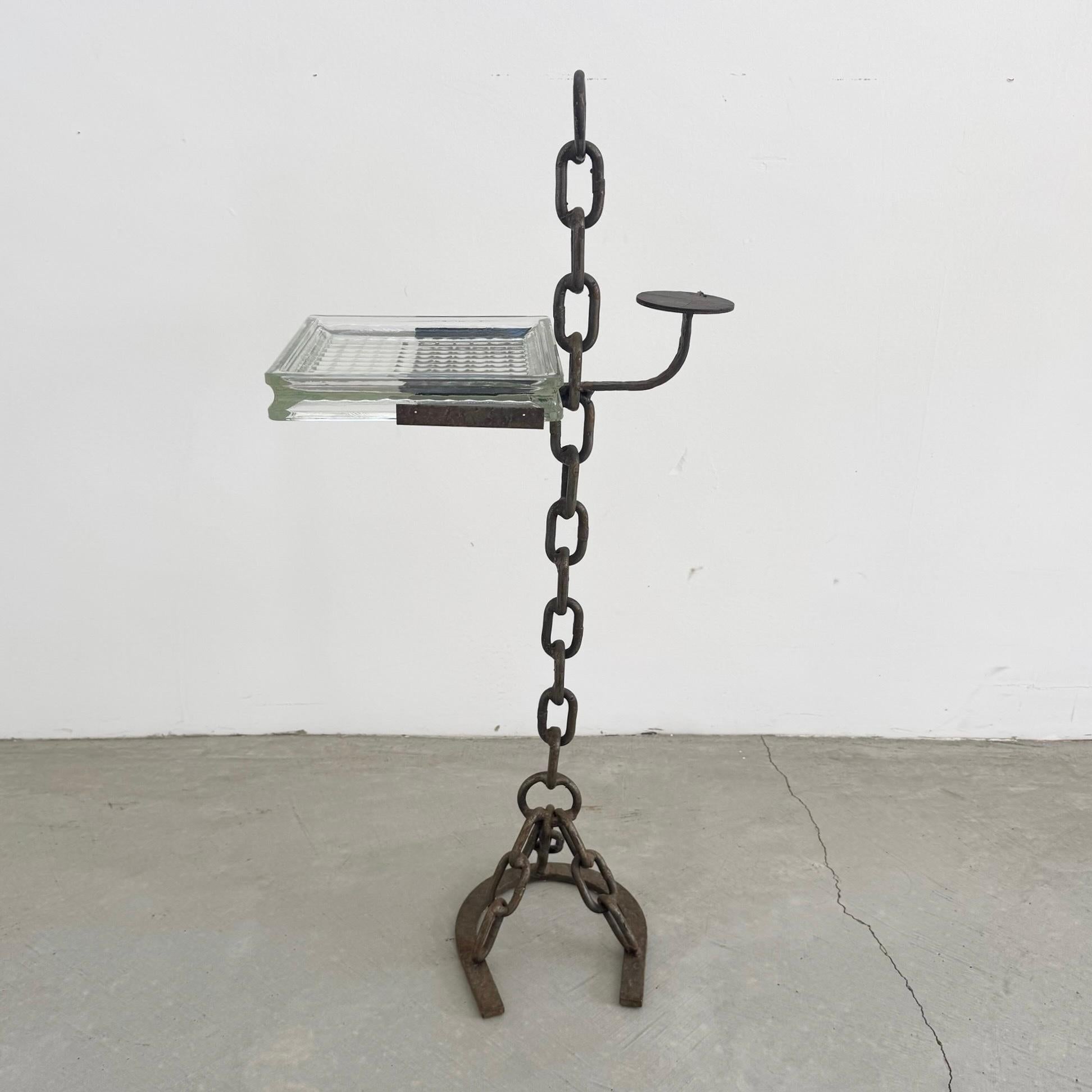 Fin du 20e siècle Catchall sur pied en fer et verre de Franz West, Autriche, années 1970 en vente