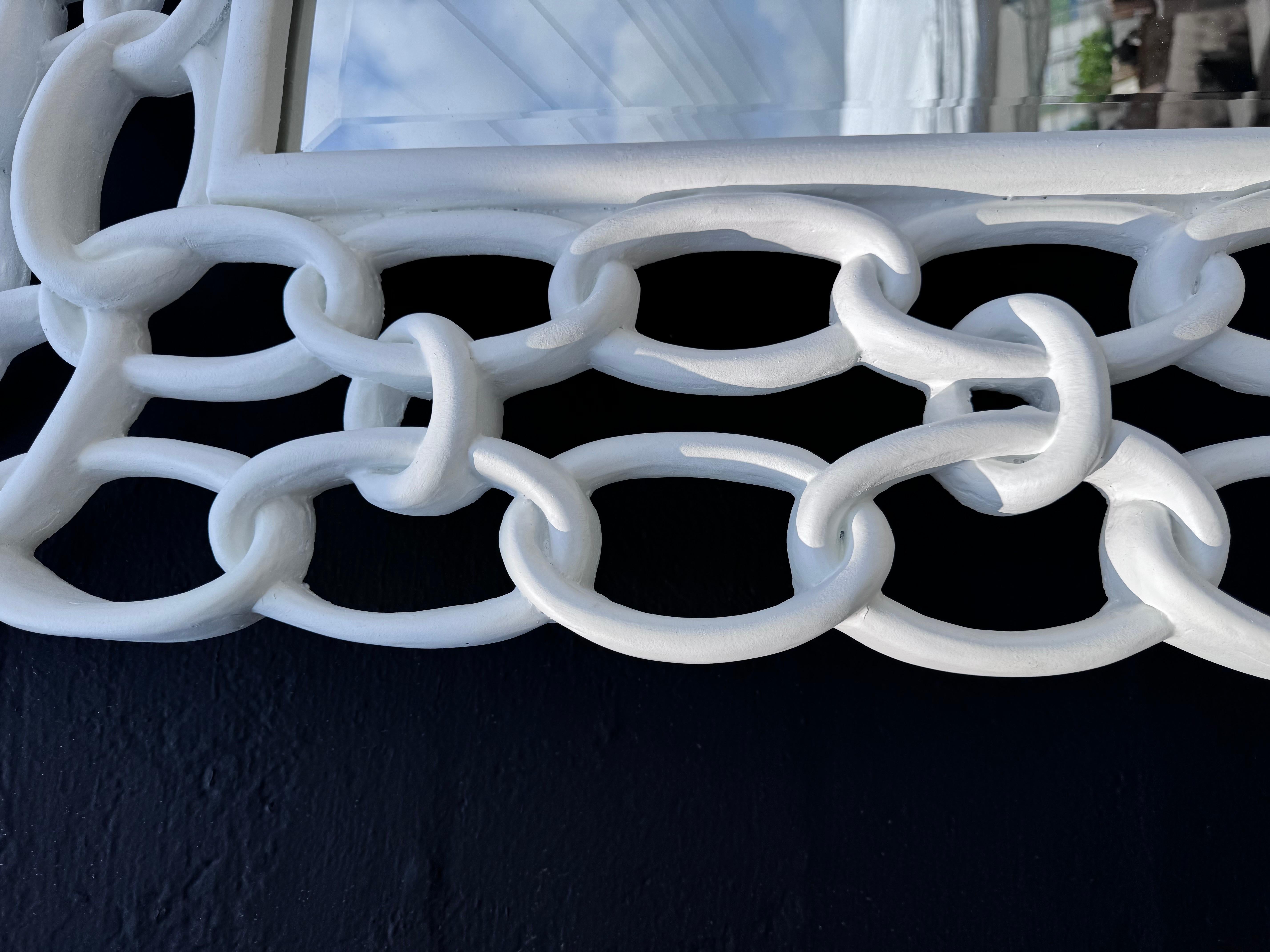 American Chain Link Mirror in Plaster White