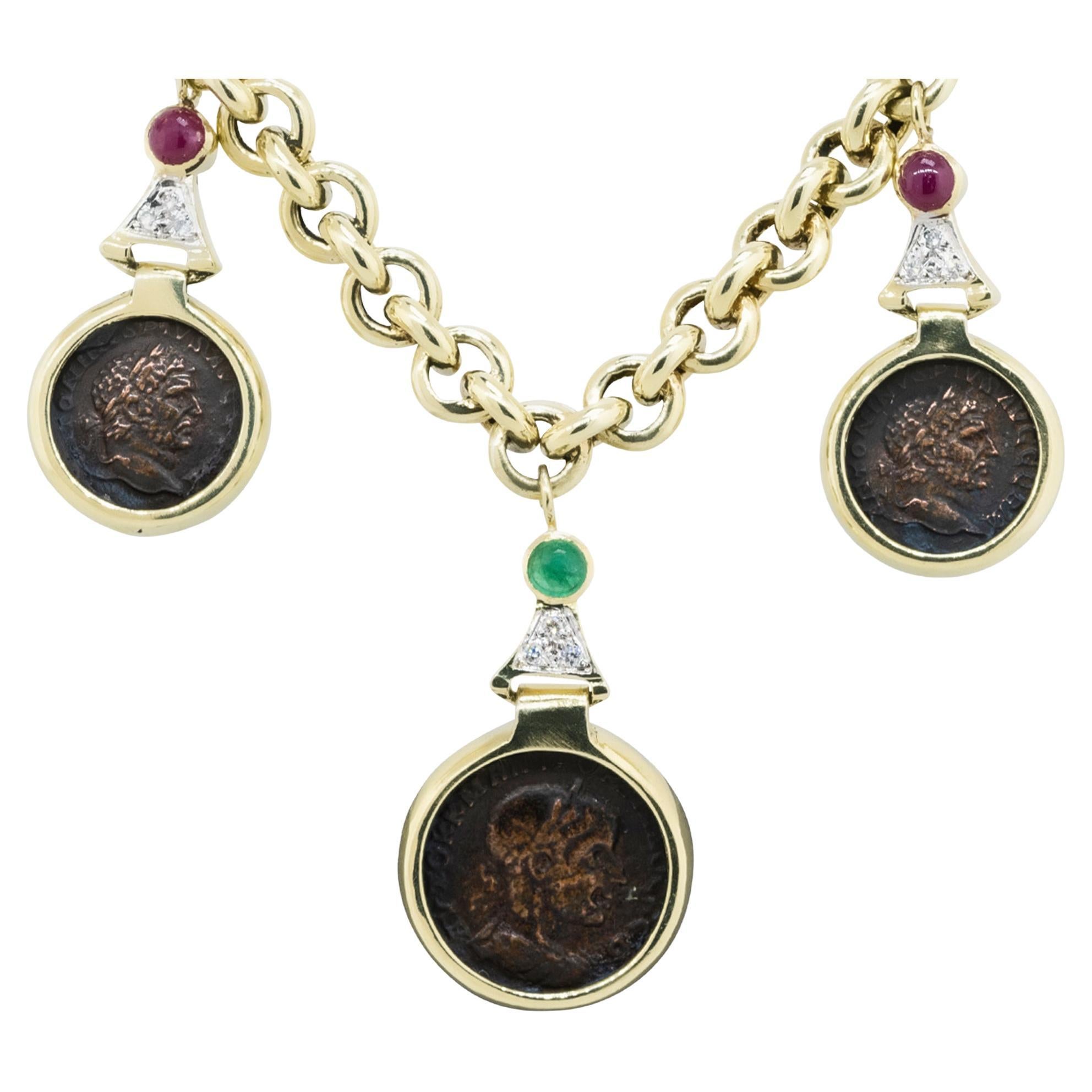 Branches Coin Necklace, Yellow