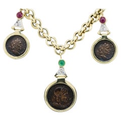 Collana A Link con castone e monete antiche 18 carati in stock