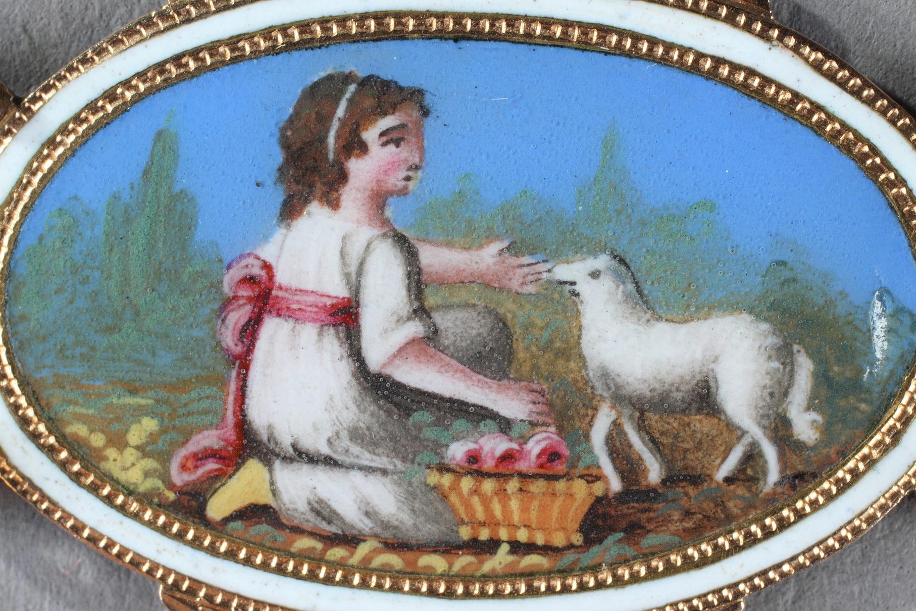 Gliederhalskette mit Kette und Gold- und Emaille-Tellern, frühes 19. Jahrhundert im Angebot 2