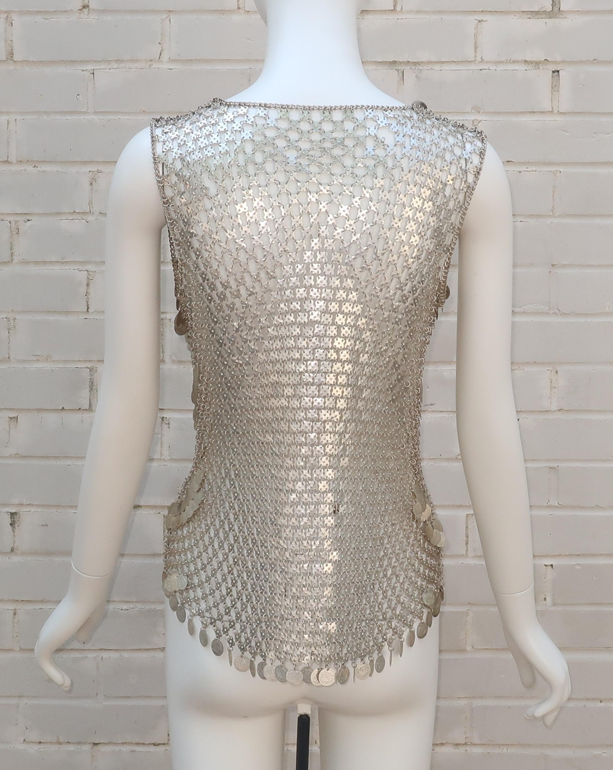 Chain Link Silver Metal Coin Vest, 1960's 6