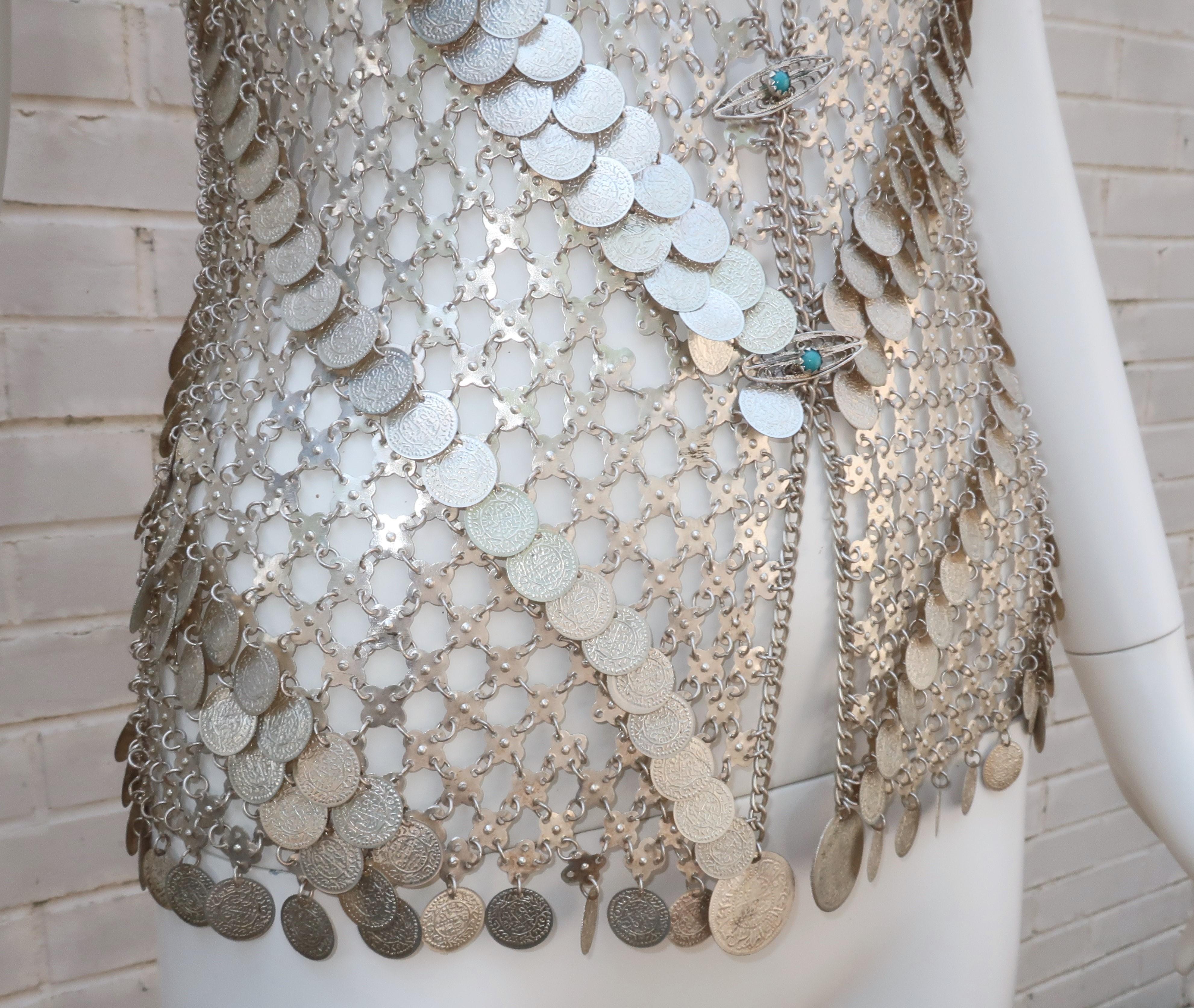 Chain Link Silver Metal Coin Vest, 1960's 1