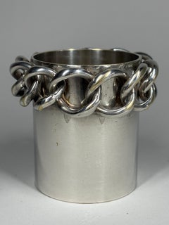 Chain-Link silver Plate Vase or match striker after Jean Despres
