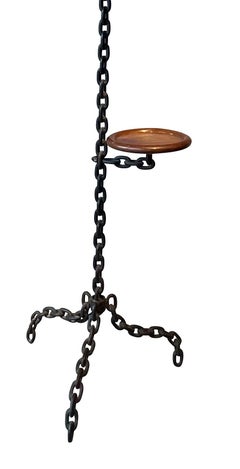 Chain Link With Drink Table Floor Lamp, France, 1940s