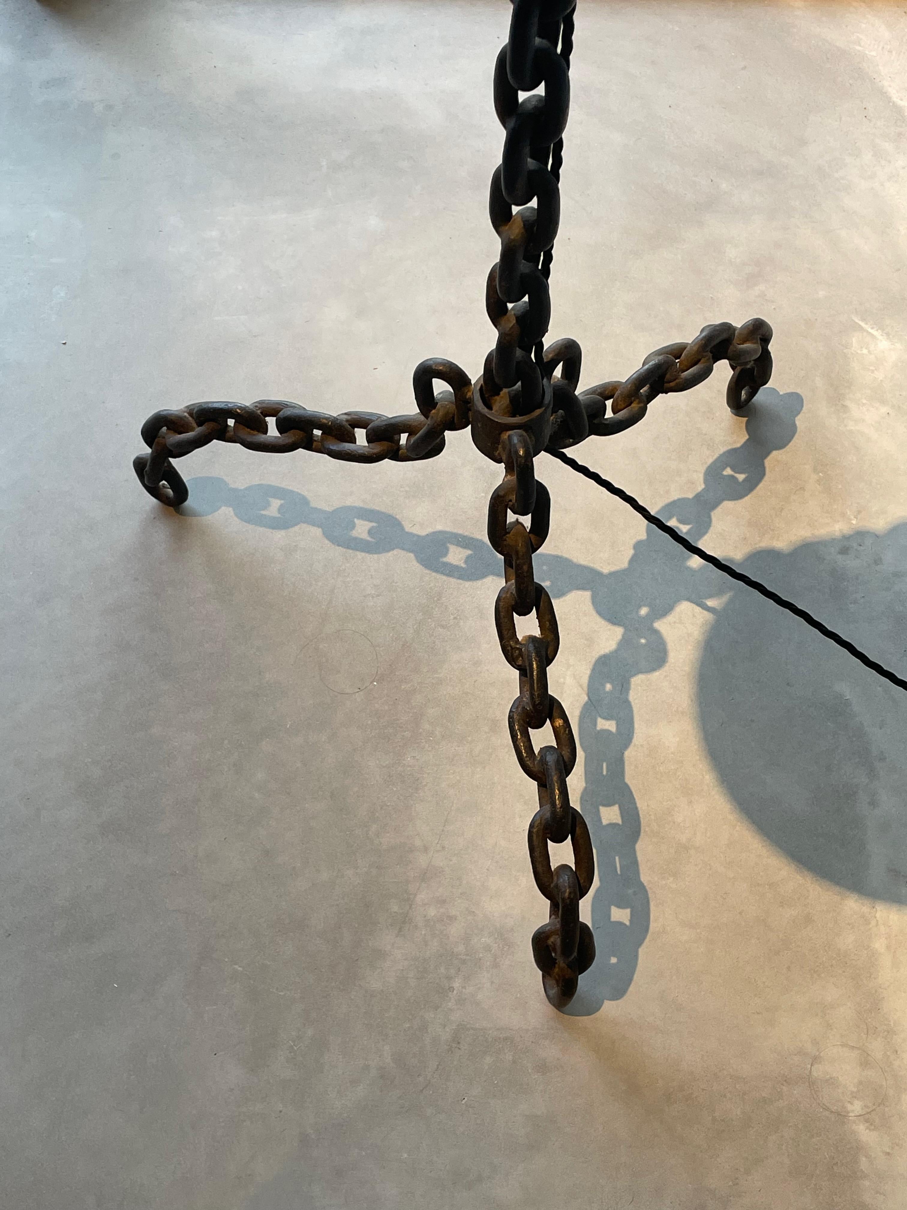 Mid-20th Century Chain Link With Drink Table Floor Lamp, France, 1940s For Sale