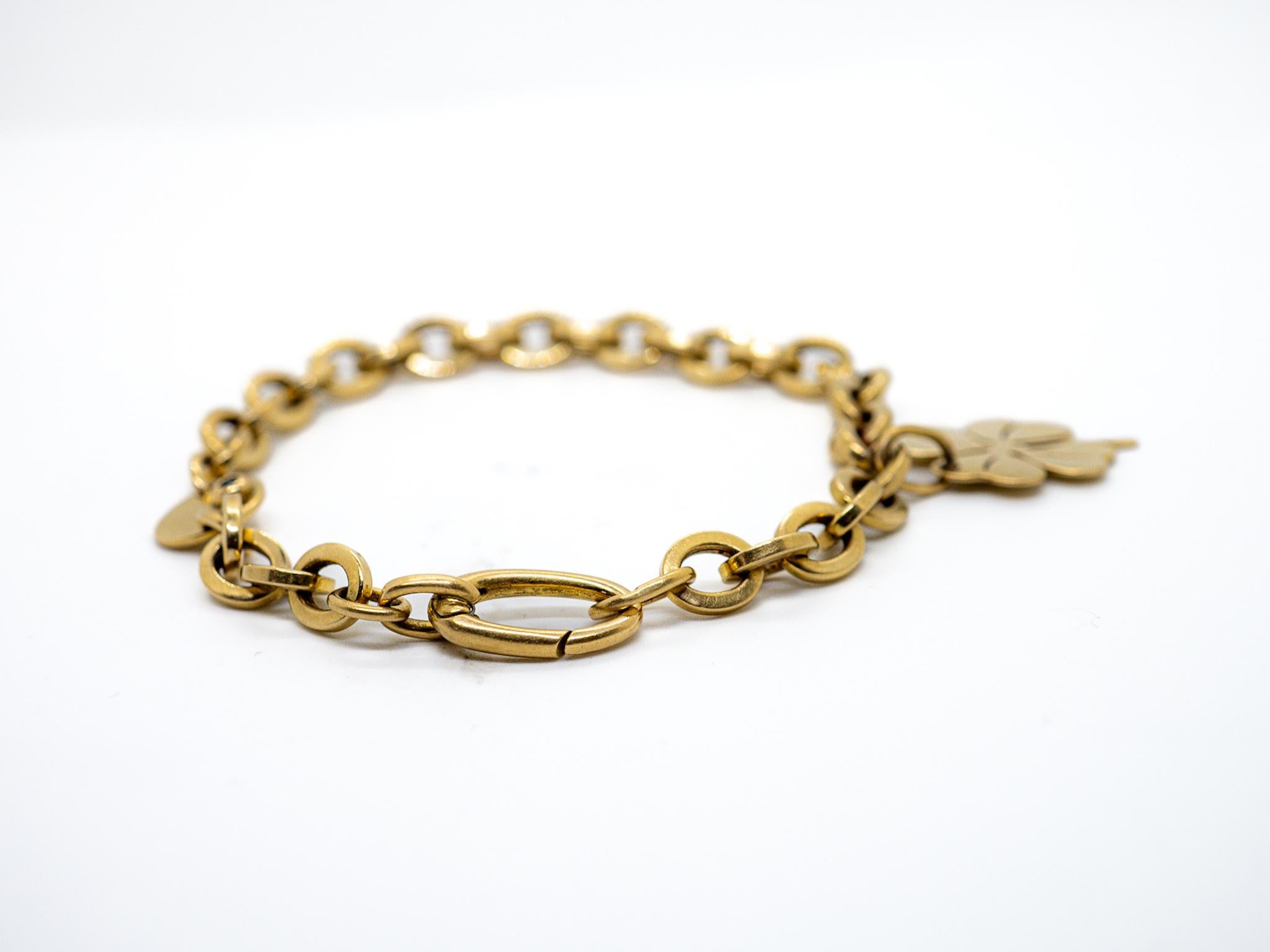 Modern Chain Lucky Charm 18 Karat Yellow Gold  Bracelet