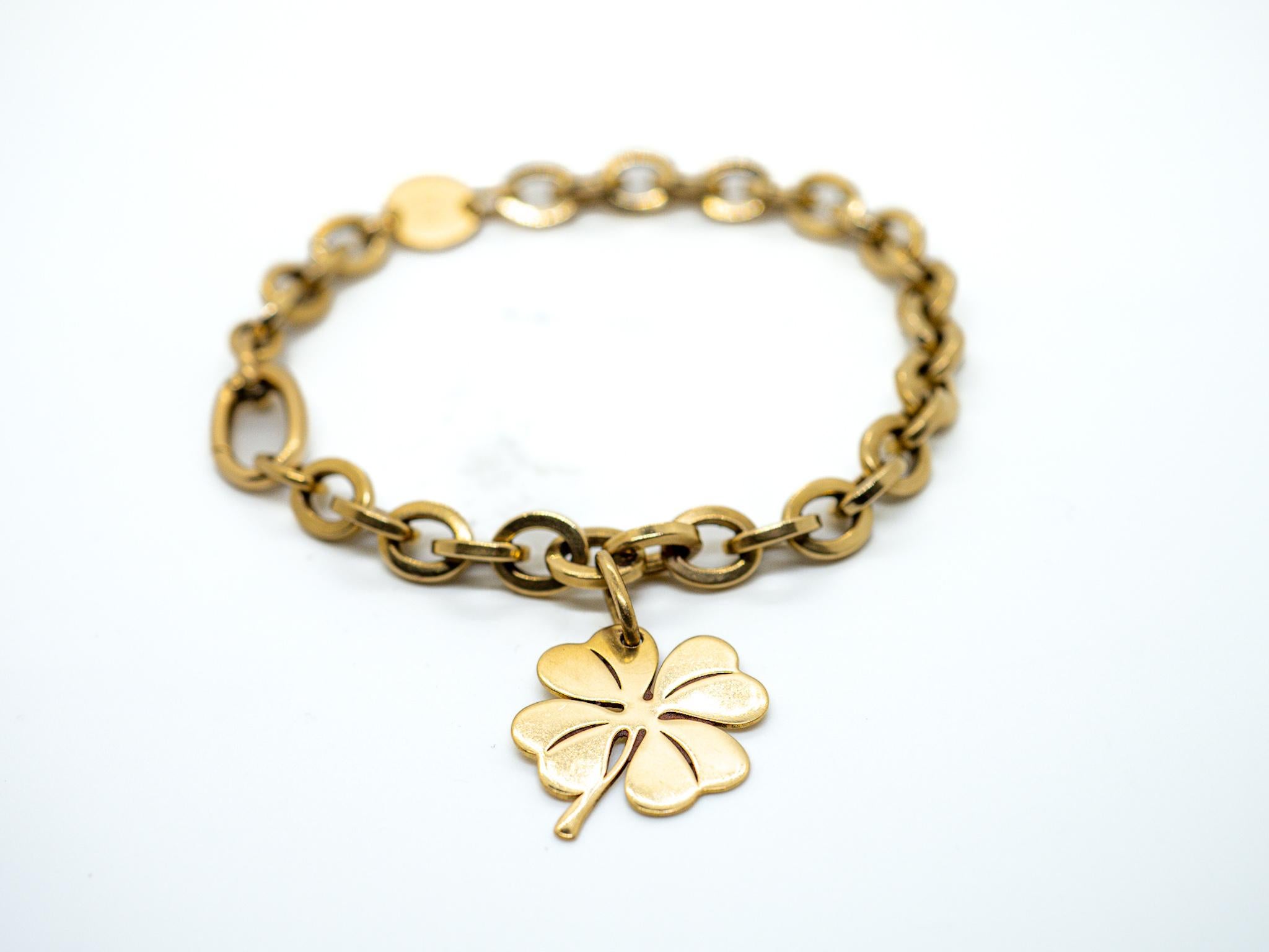 Women's or Men's Chain Lucky Charm 18 Karat Yellow Gold  Bracelet