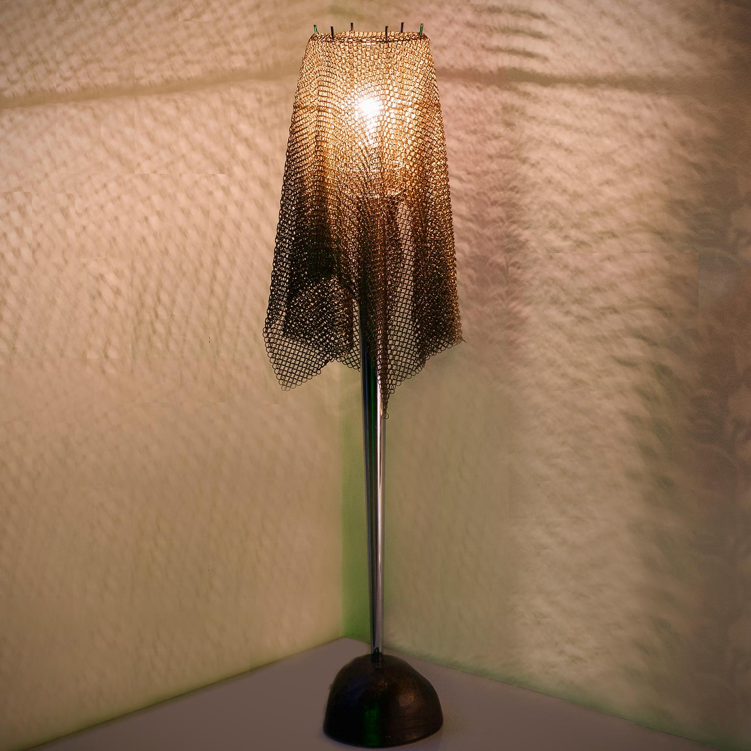 Brass Chain Mail Table Lamp “Ecate” by Toni Cordero for Artemide, 1990
