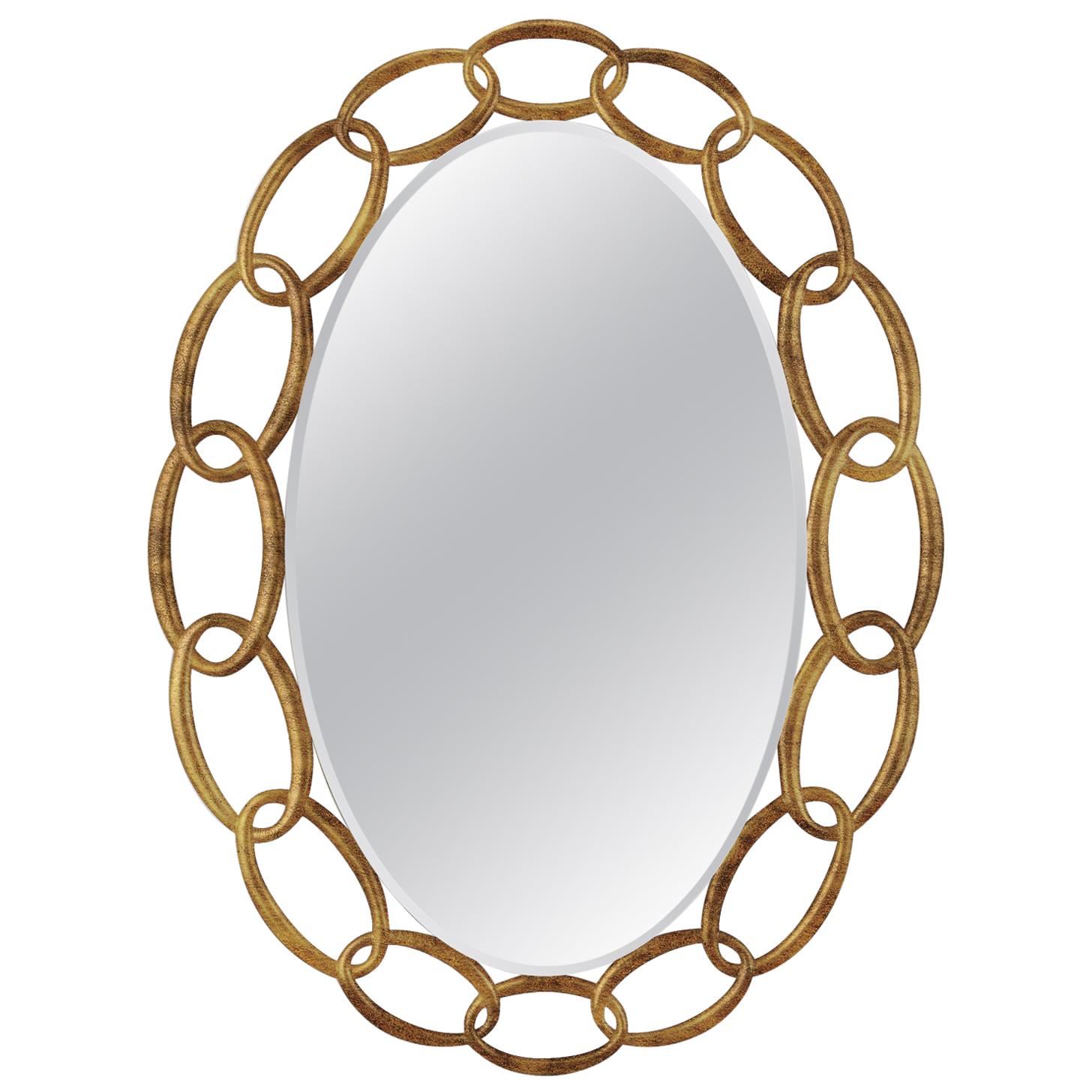 Chain Mirror in Antique Gold Finish