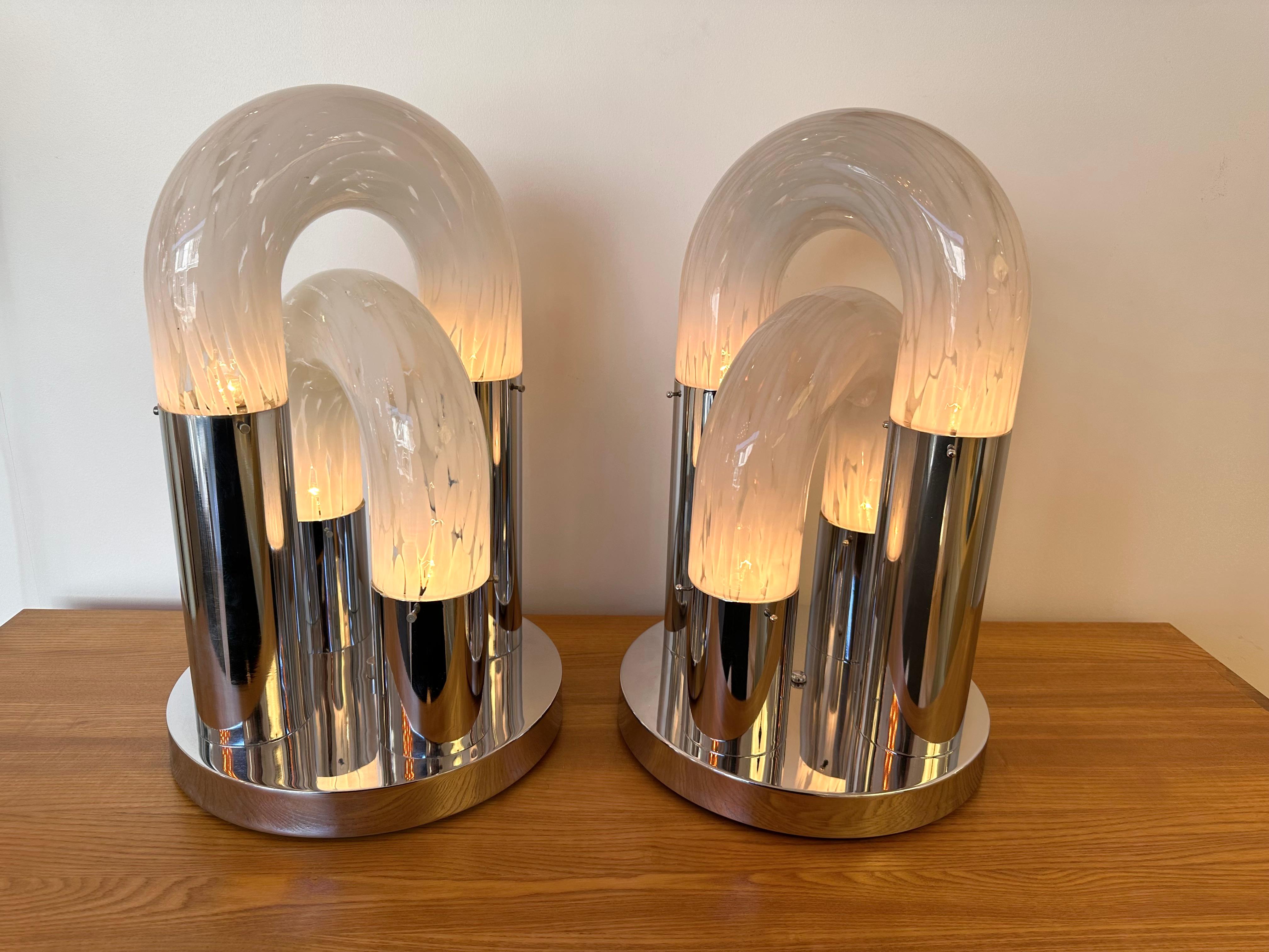 Pair of Chain Murano Glass Lamps by Aldo Nason for Mazzega, Italy, 1970s 1