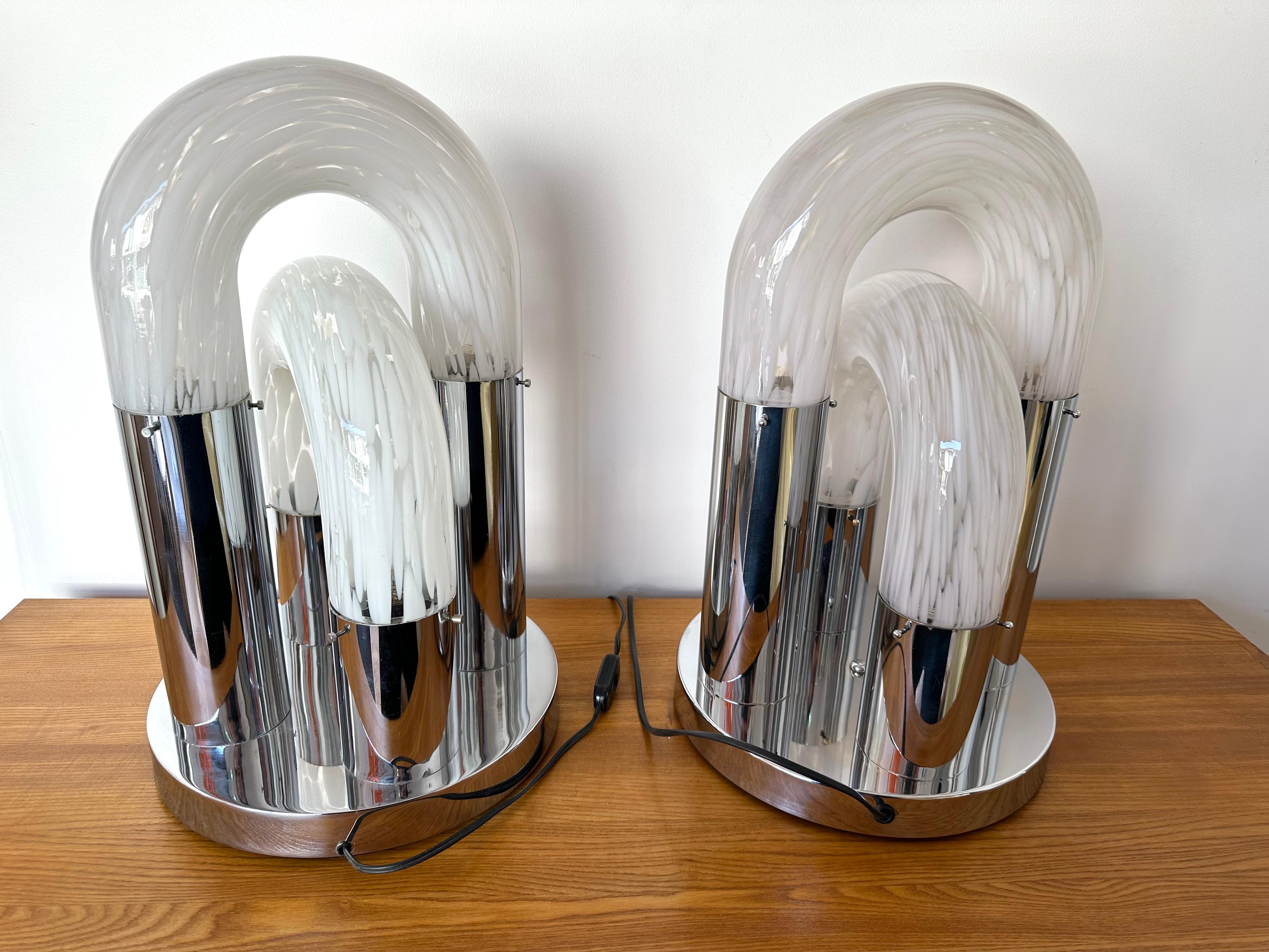Pair of Chain Murano Glass Lamps by Aldo Nason for Mazzega, Italy, 1970s 2