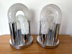 Pair of Chain Murano Glass Lamps by Aldo Nason for Mazzega, Italy, 1970s