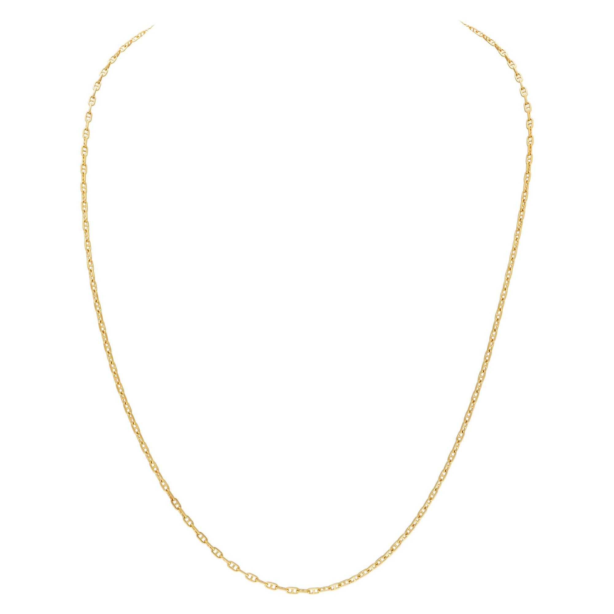 Antique Gold Chain Textured Double Loop Necklace For Sale at 1stDibs