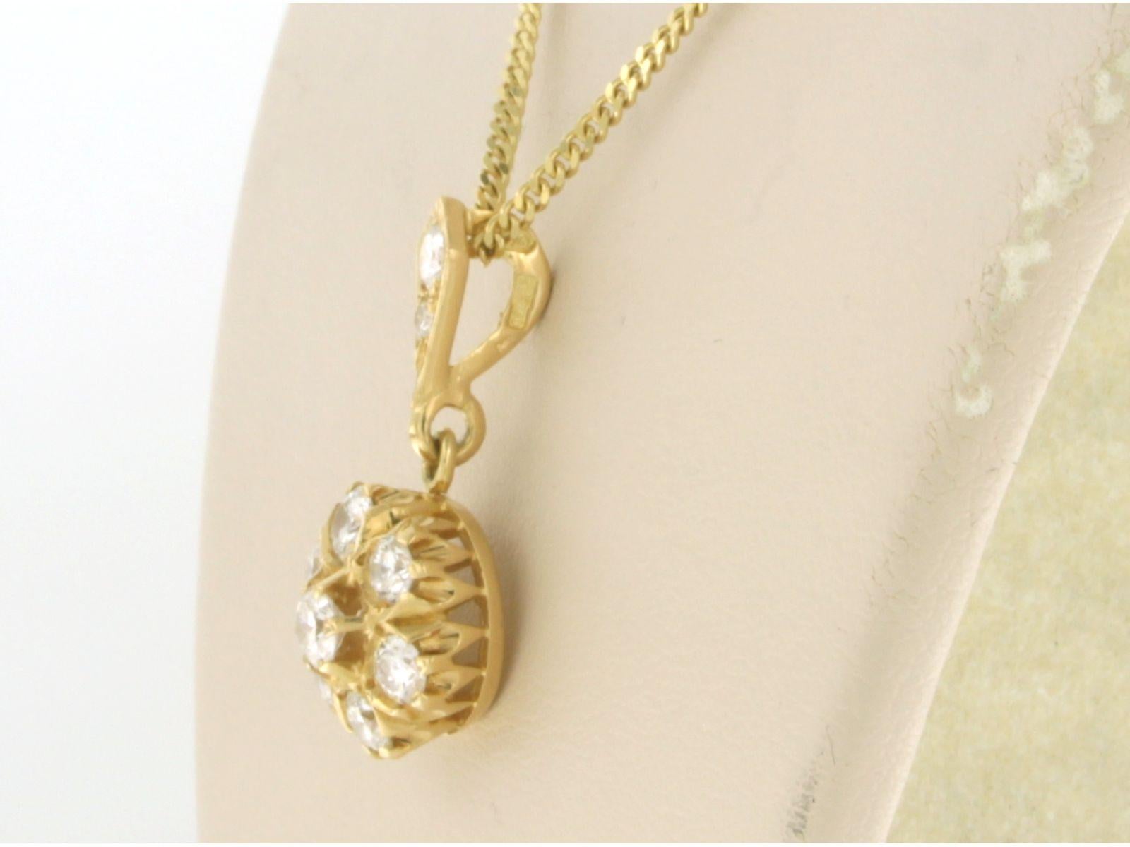 Modern Chain necklace and pendant with diamonds up to 1.28ct 14k and 18k yellow gold For Sale