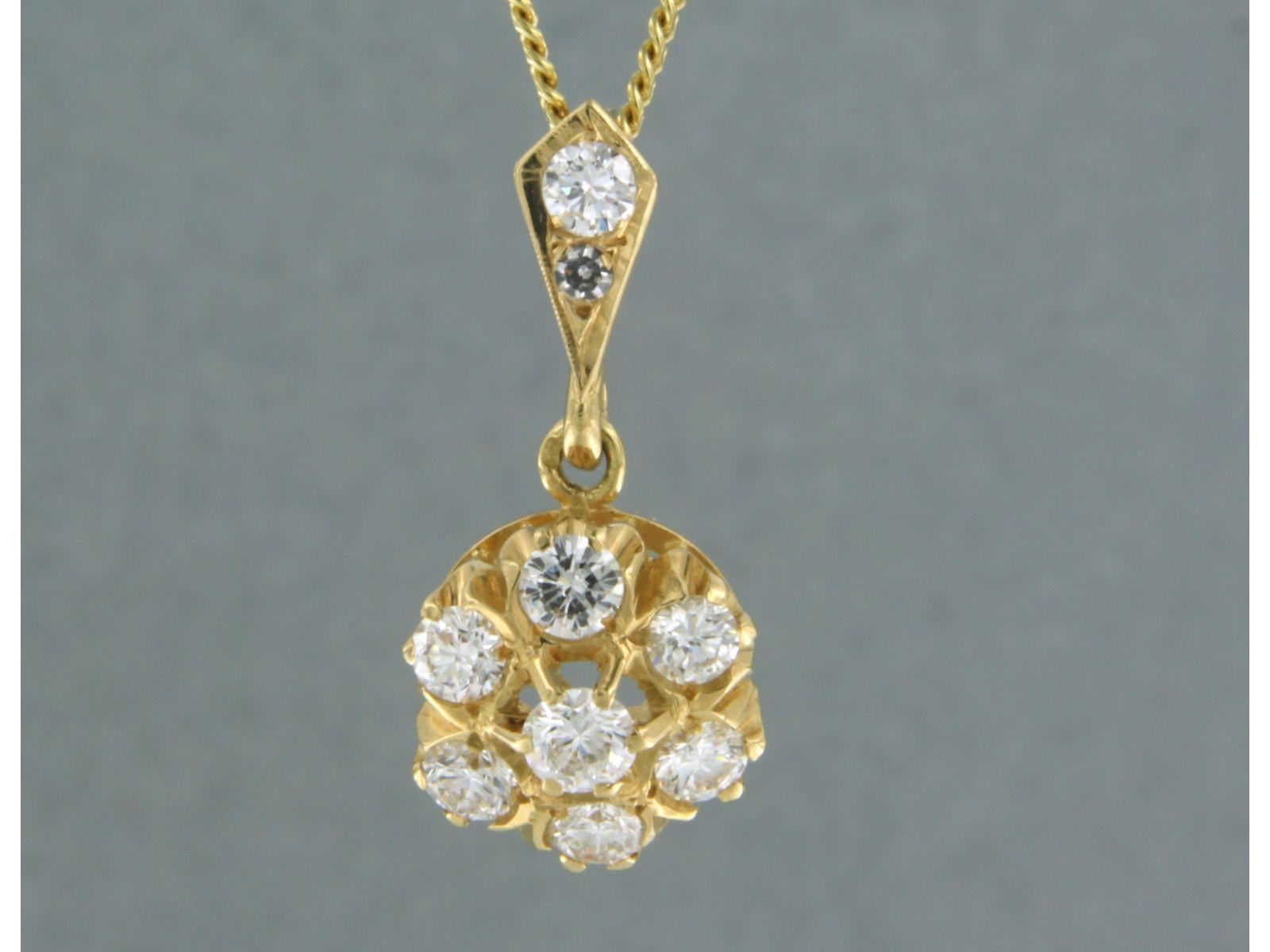 Chain necklace and pendant with diamonds up to 1.28ct 14k and 18k yellow gold In Excellent Condition For Sale In The Hague, ZH