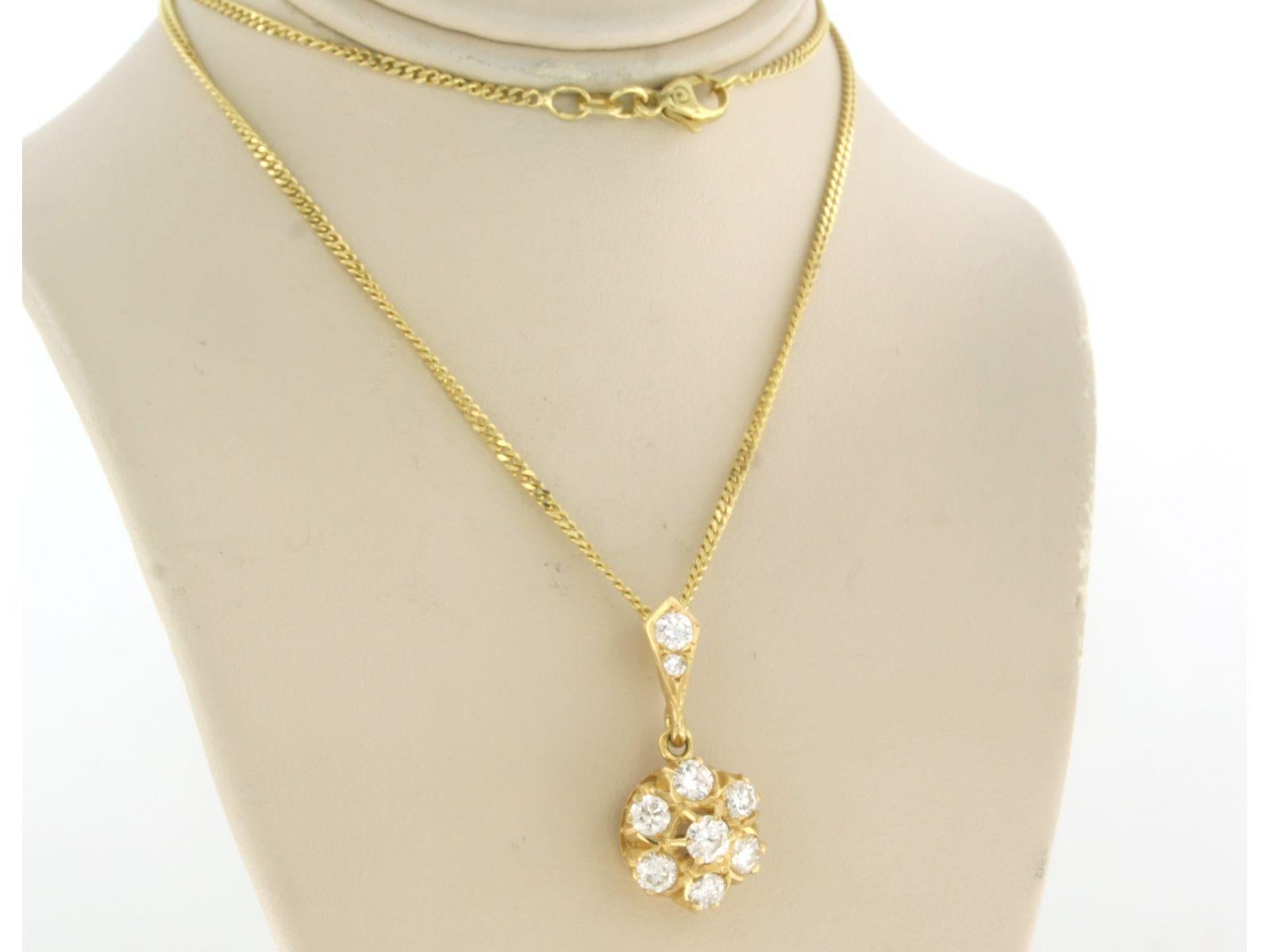 Women's Chain necklace and pendant with diamonds up to 1.28ct 14k and 18k yellow gold For Sale