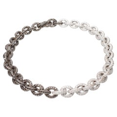 Chain Necklace/Bracelet with 64.26 Ct of White and Black Diamonds, Gold 18 Kt
