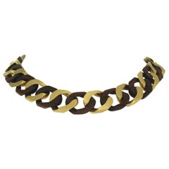 Chain Necklace in 18 Karat Yellow Mat Gold and Rosewood
