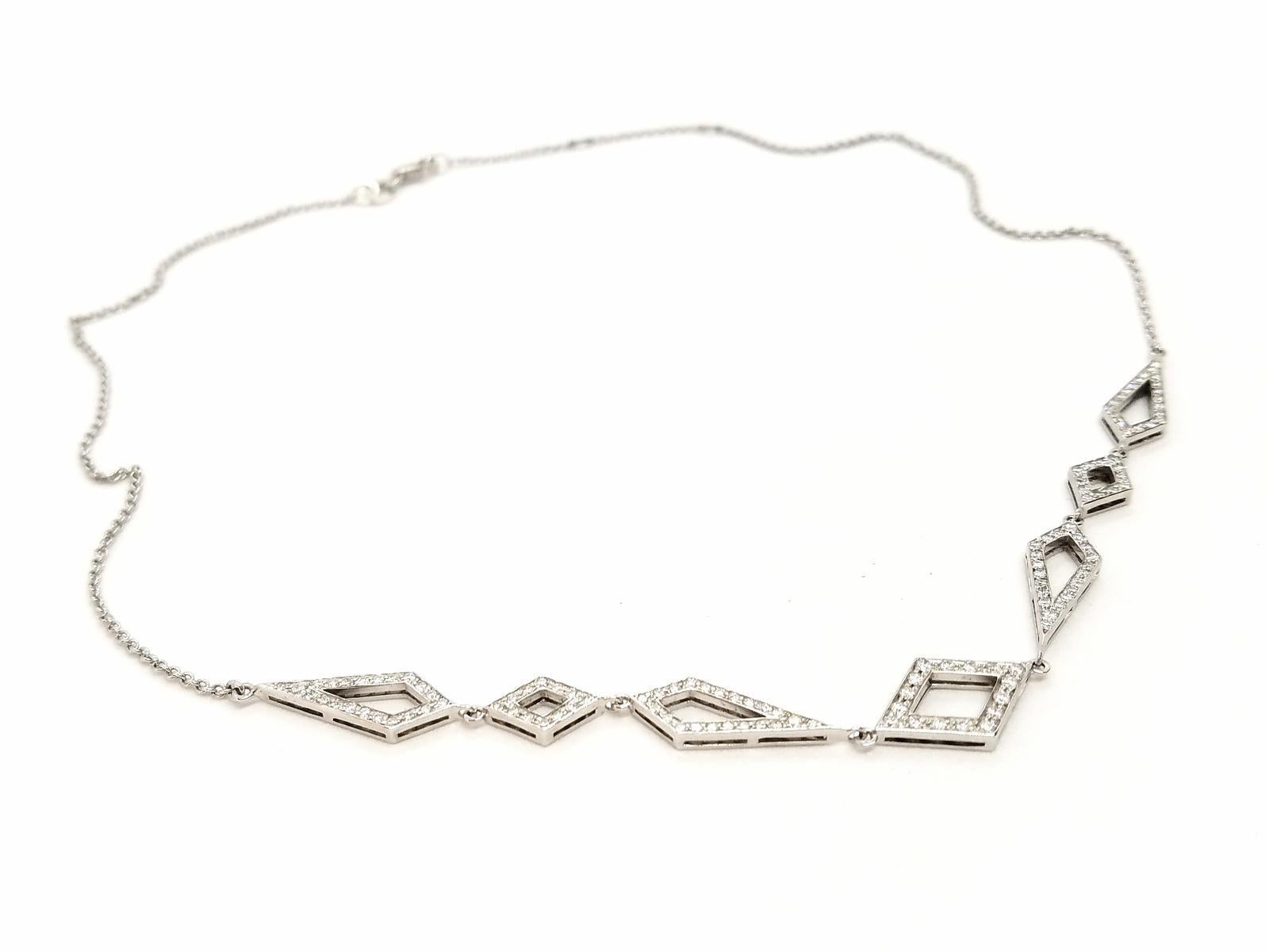 Chaîne collier en or blanc et diamants en vente 15