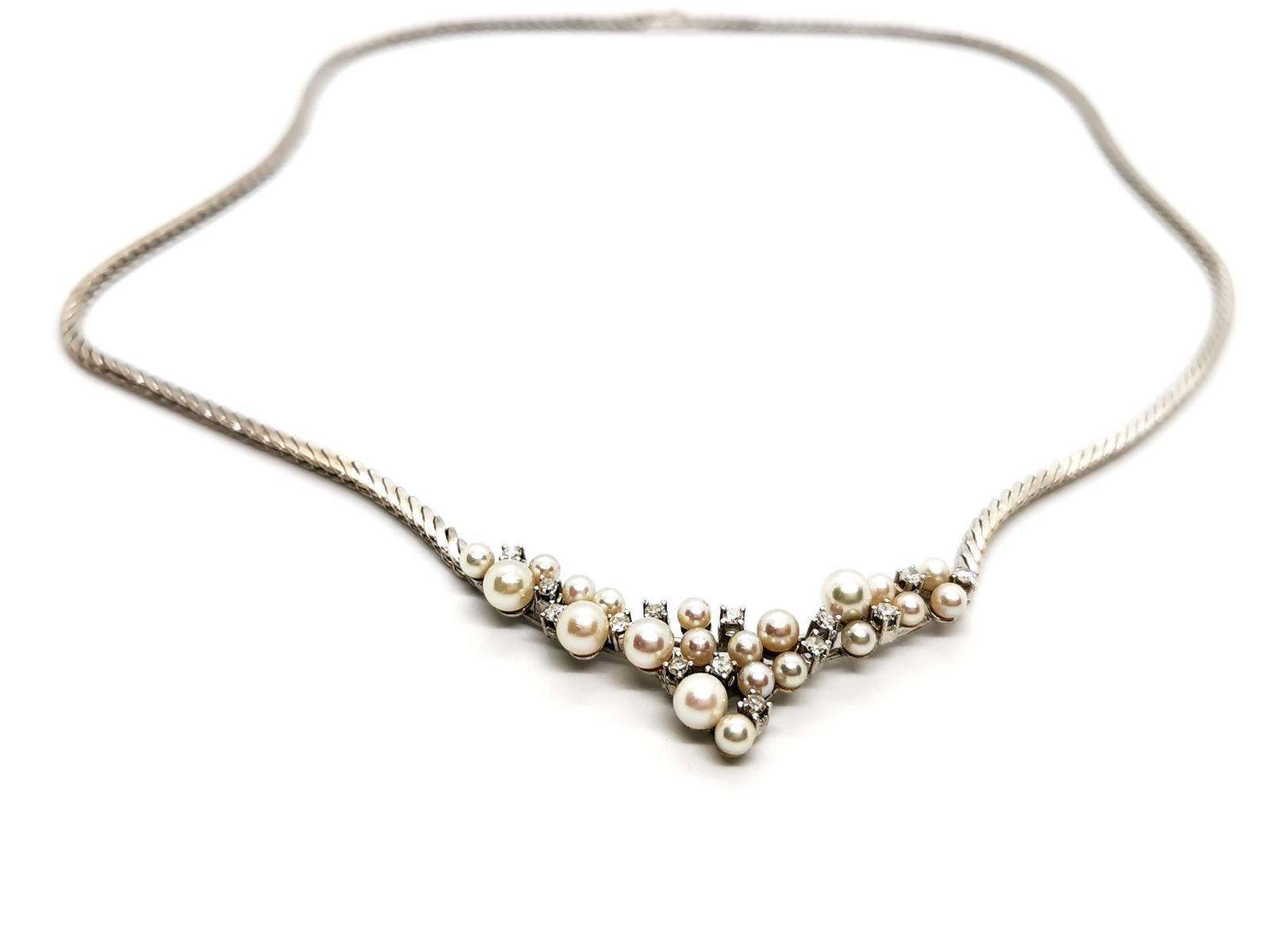 Chain Necklace White Gold Diamond In Excellent Condition For Sale In PARIS, FR