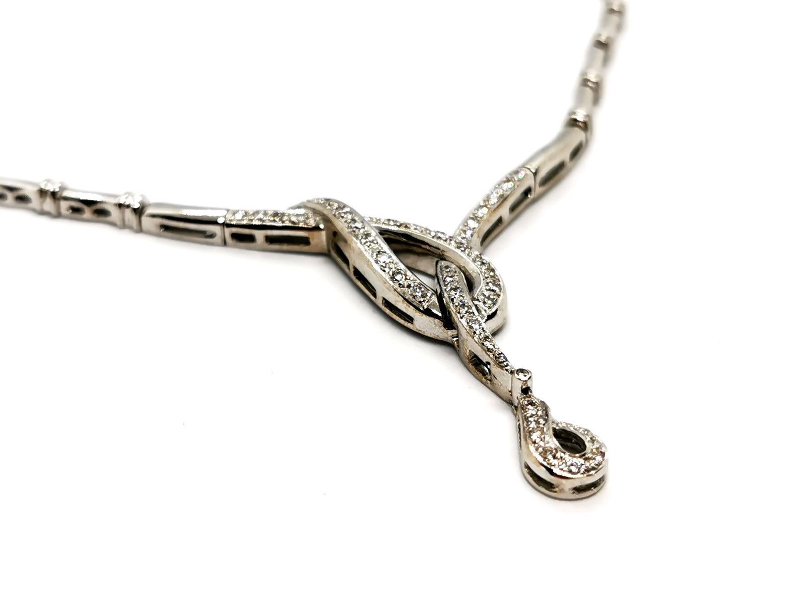 Brilliant Cut Chain Necklace White Gold Diamond For Sale