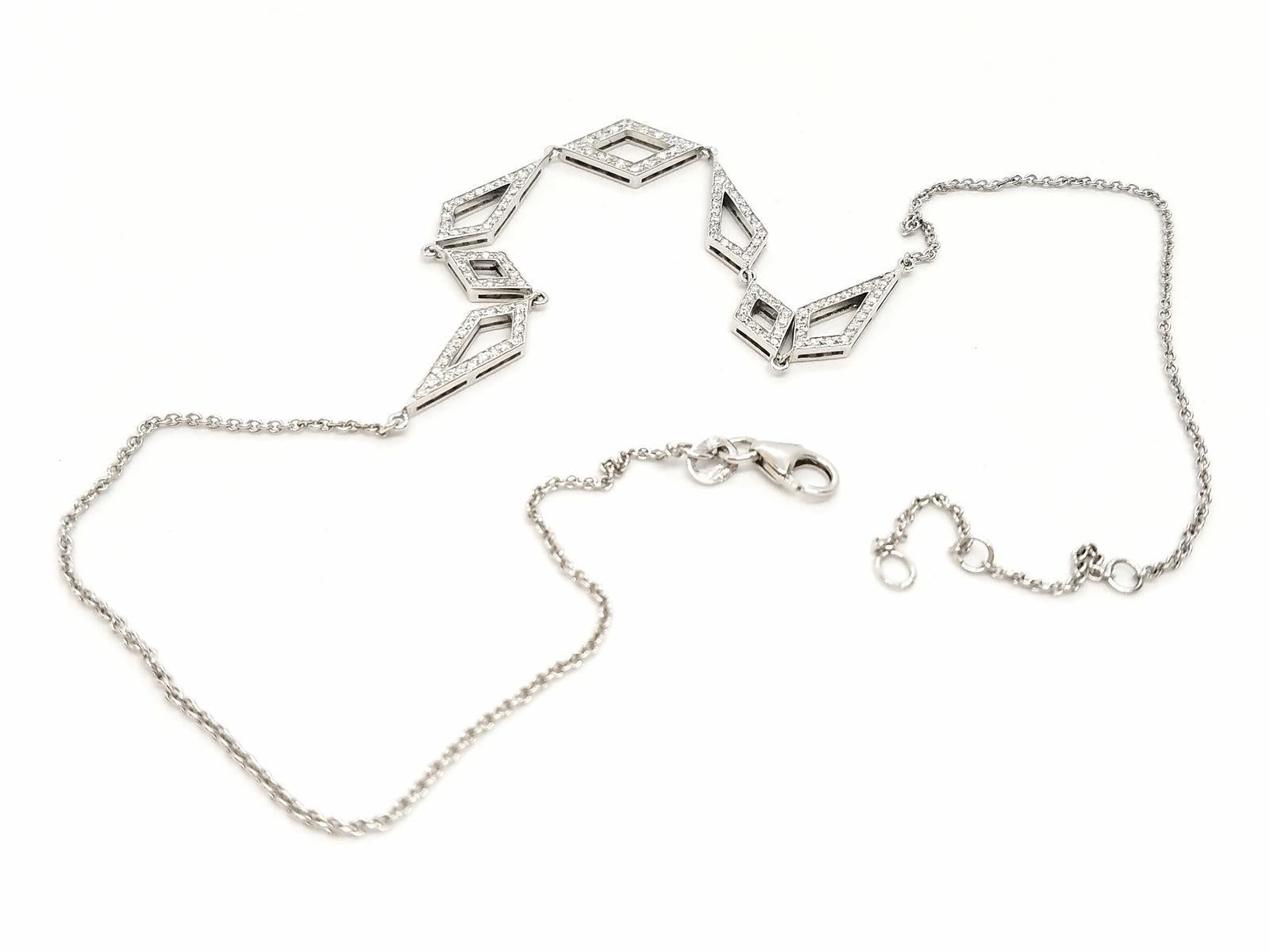 Chaîne collier en or blanc et diamants en vente 4