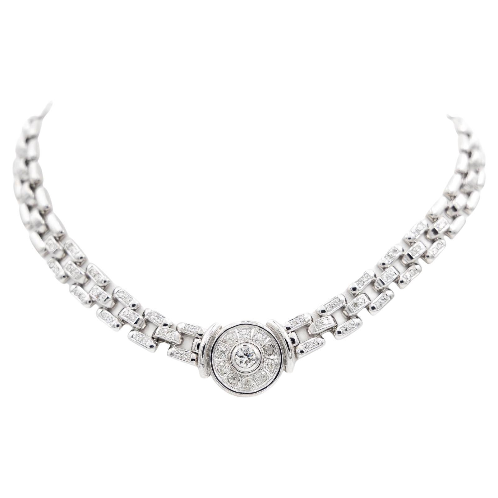 Dinh Van Chain Necklace Menottes White Gold Diamond For Sale at 1stDibs