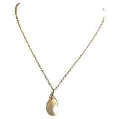 Chain Necklace with Golden South Sea Pearl and Diamond Pendant