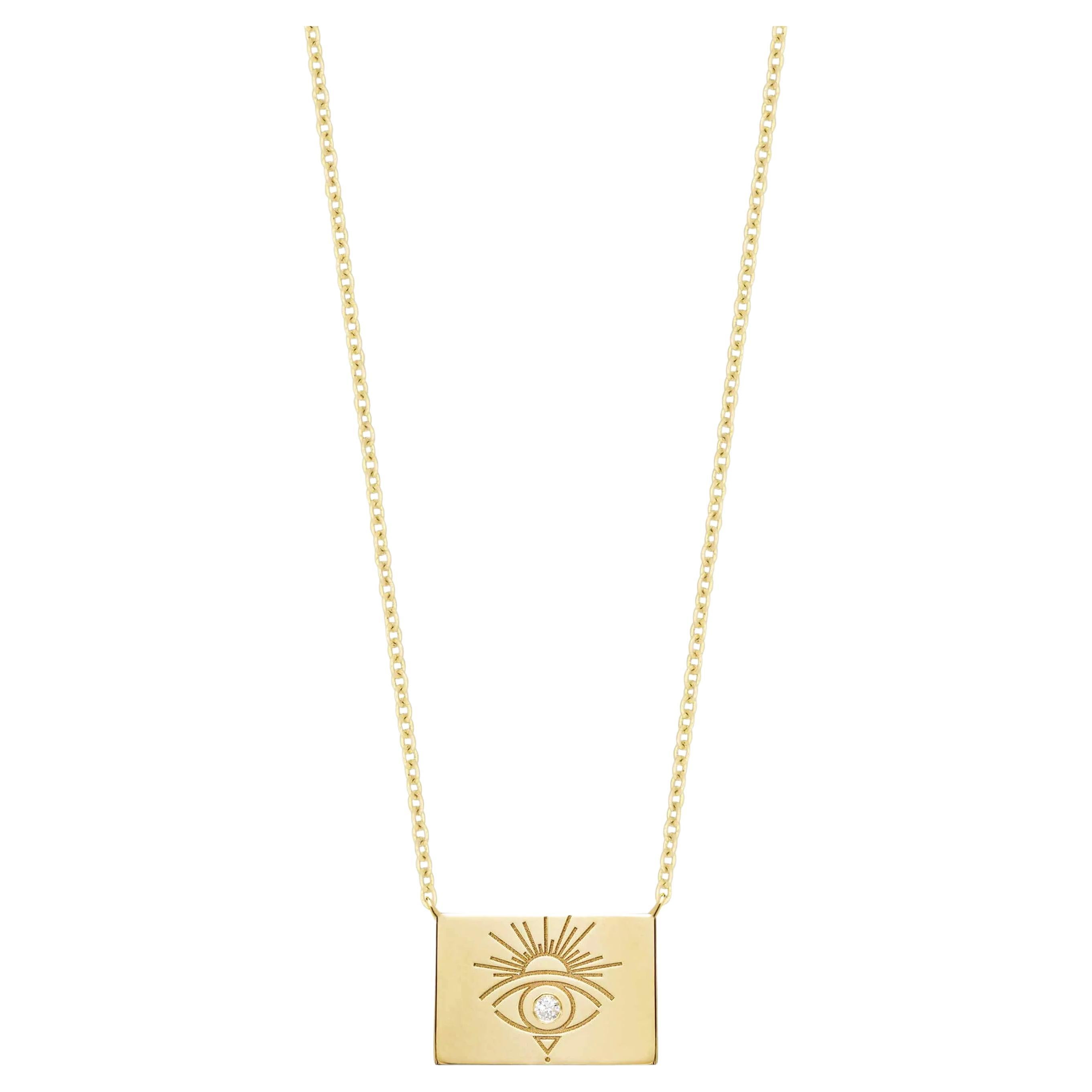 Chain Necklace with Rectangle Sunset Eye 