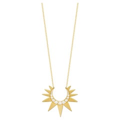 Halskette mit Kette und kleinem Diamanten Halbmond-Sonnenschliff