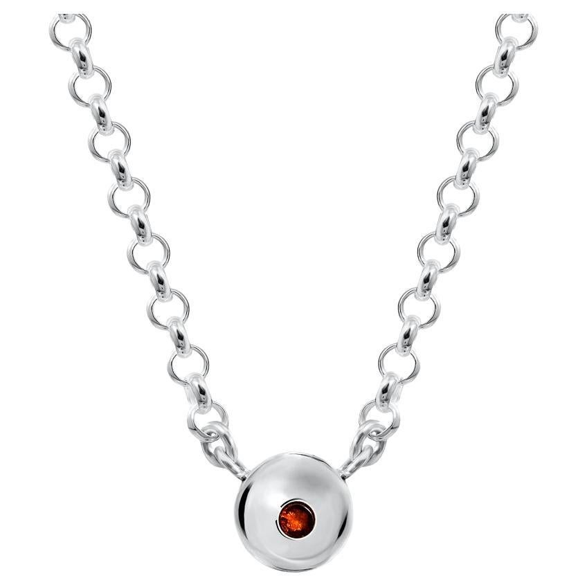 Chain necklace with sphere and baltic amber silver