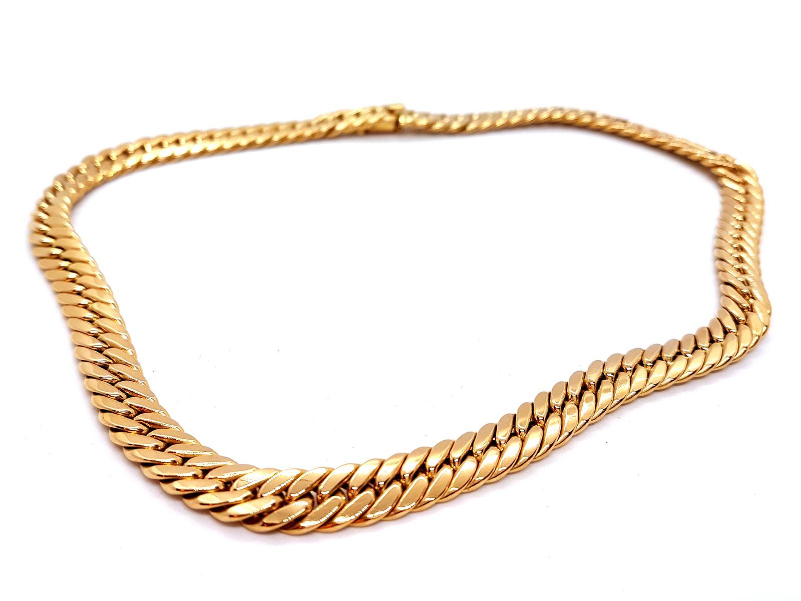 Gold Halskette gelb 750 mils (18 Karat). Englisches Netz. Länge 42 cm. Breite: 0,9 cm. Gesamtgewicht: 36,93 g. Punze Adlerkopf. ausgezeichneter Zustand
