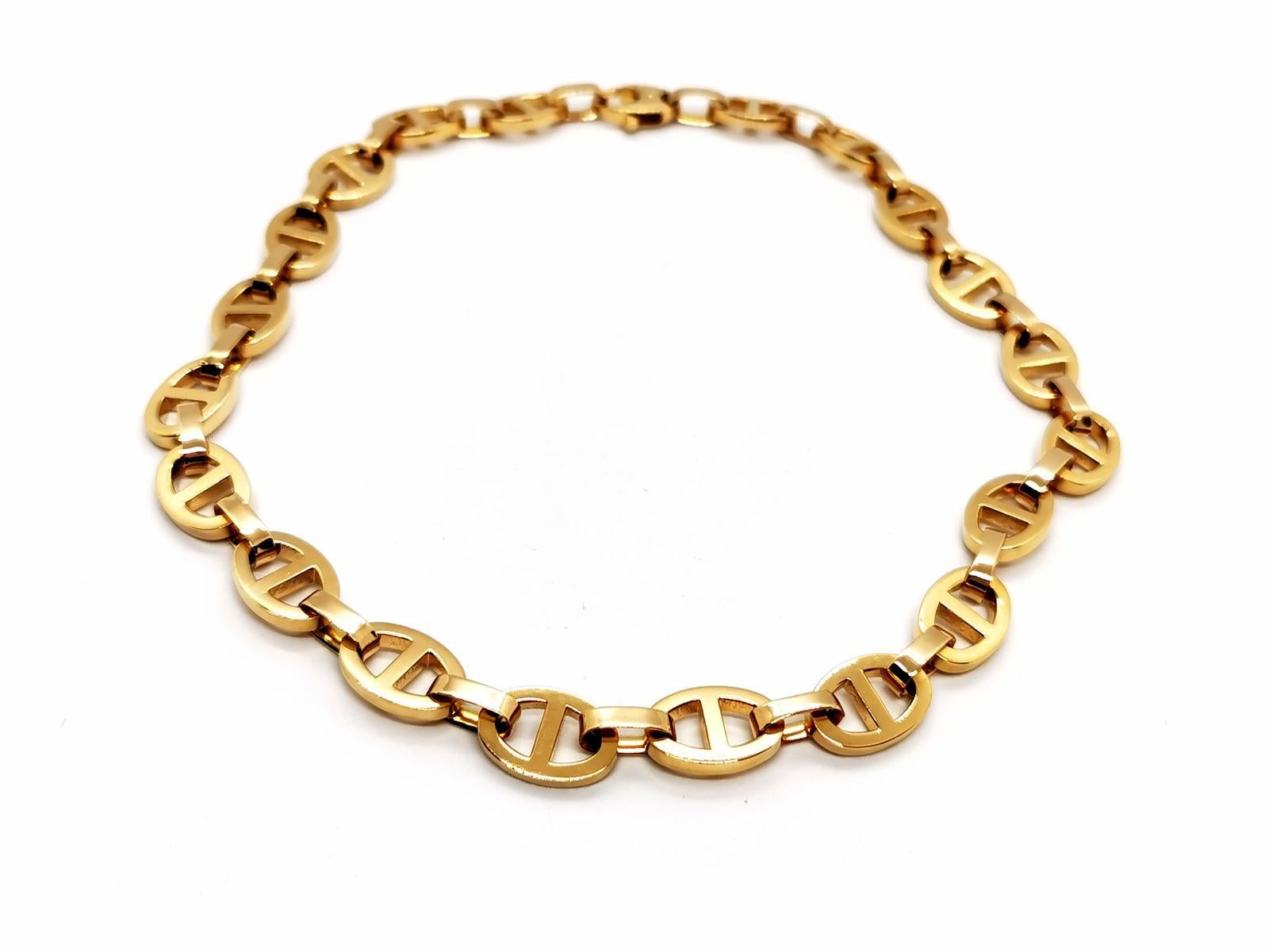 Gold necklace yellow 750 mils (18 carats). massive marine mesh. length: 43 cm. width: 1.13 cm. thickness: 0.26 cm. total weight: 92.38 g. punched. excellent condition
