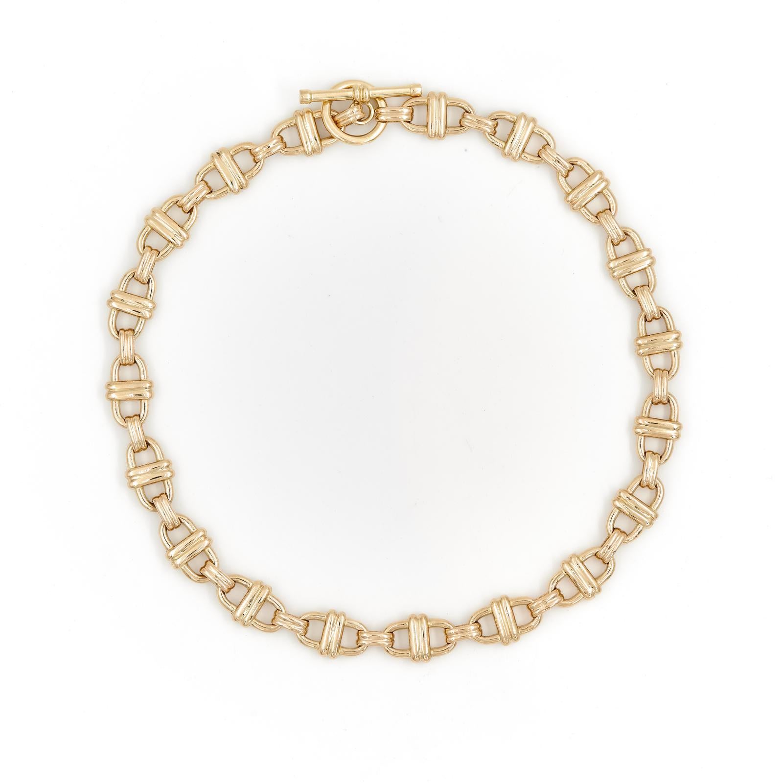 Halskette aus Gelbgold 750 Tausendstel (18 Karat). Meeresgeflecht. Schließe Ring-Batônnet 
Länge: 41 cm. Breite: 1,12 cm. Dicke: 0,41 cm 
gesamtgewicht: 63.30 g. adlerkopfpunze. ausgezeichneter zustand.
