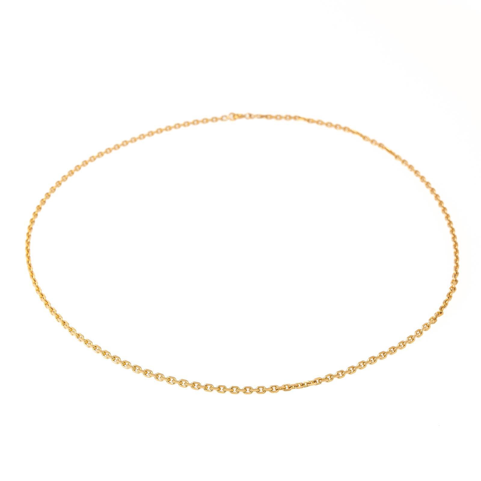 Forced mesh necklace. in yellow gold 750 thousandths (18 carats). length: 51.0 cm. width: 0.25 cm. total weight: 13.86 g. eagle head hallmark. excellent condition
