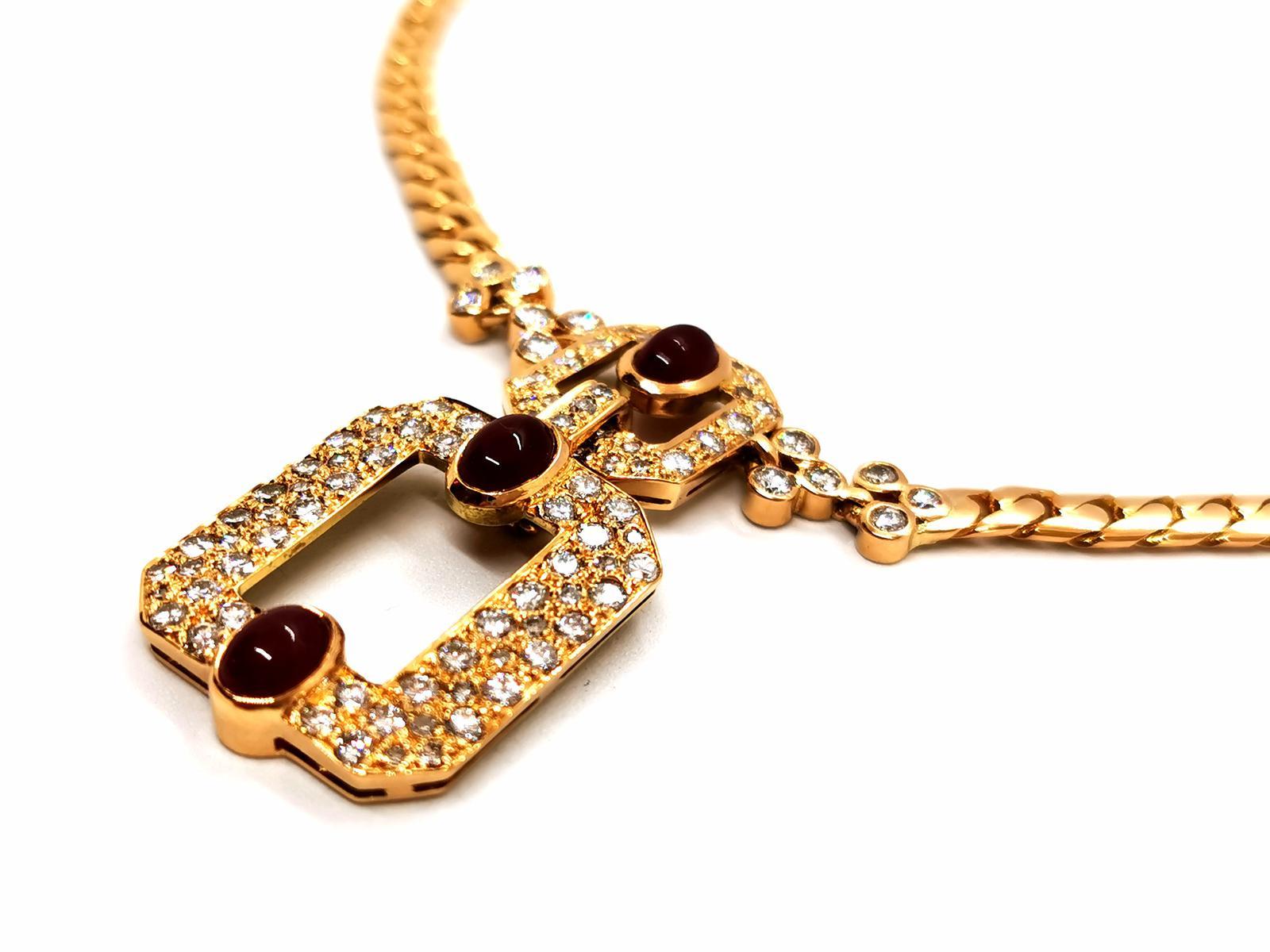 Chain Necklace Yellow Gold Ruby In Excellent Condition For Sale In PARIS, FR