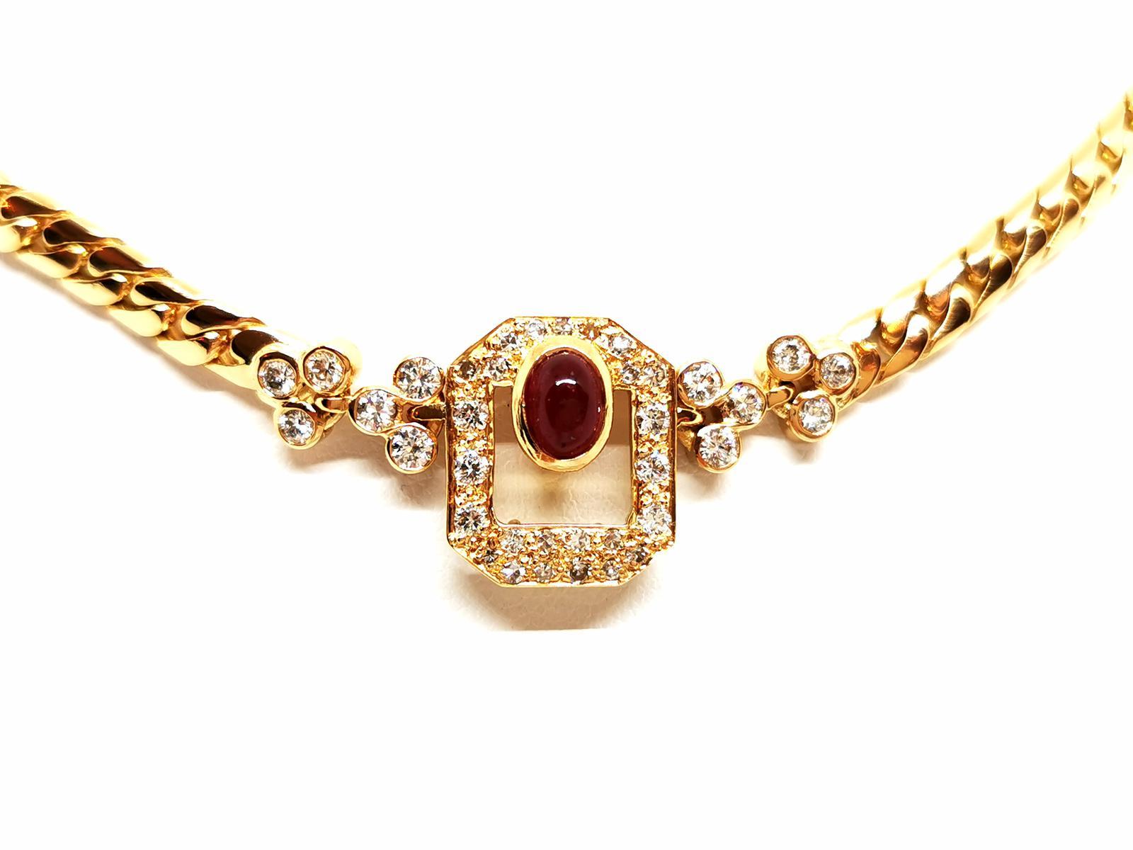 Women's Chain Necklace Yellow Gold Ruby For Sale